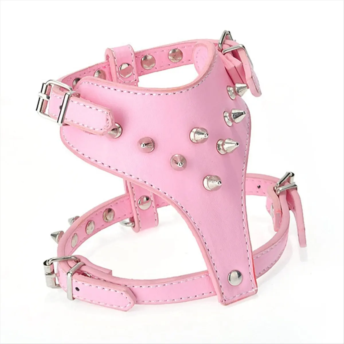 ABZT Spiked Studded Leather Puppy Dog Harness Vest for Small Breeds Pink