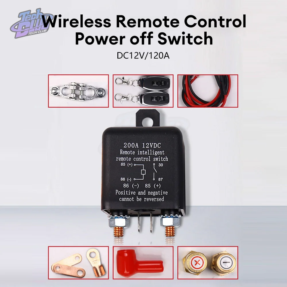 12V 200A Universal Battery Switch Relay Integrated Wireless Remote Control Disconnect Cut Off Isolator Master Switches