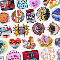 5 PCS/Set Sun/Letters Applique/Embroidery Patch Iron On Patches For Clothing THermoadhesive Patches On Clothes DIY Sewing Badges