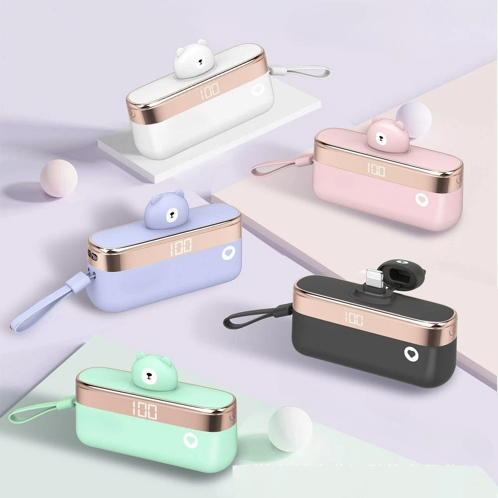 

Cute Cartoon Bear Phone Power Bank 5000mAh Mini Portable Phone Charger Fast Charging Emergency Mobile Power Supply Phone Battery