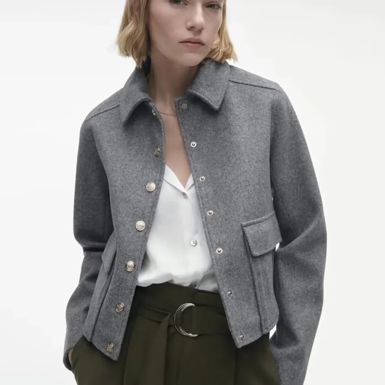 Chaqueta de traje de Cachemira para mujer, chaqueta de lana gruesa, ropa de trabajo de negocios cálida, abrigo informal para chica caliente, Invierno