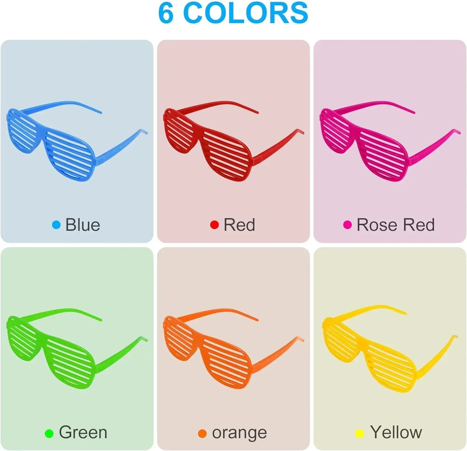 Neon Shutter Party Glasses Neon Color Plastic Shutter Glasses Sunglasses Shades Eyewear Retro Party Favors Disco Birthday Decor