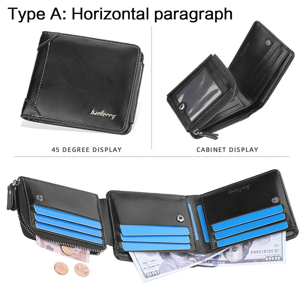 Moda masculina carteira de couro genuíno RFID bloqueando fino bifold ID janela titular do cartão viagem uso diário