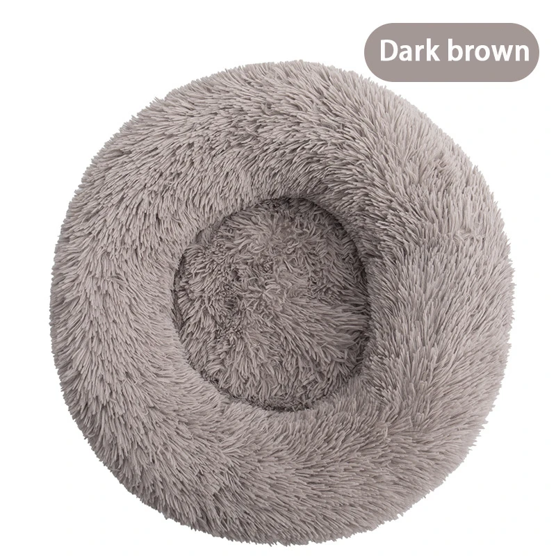Furry pet bed - round cat bed and dog bed - soft and fluffy pet bed - ideal sleeping companion for kittens and puppies