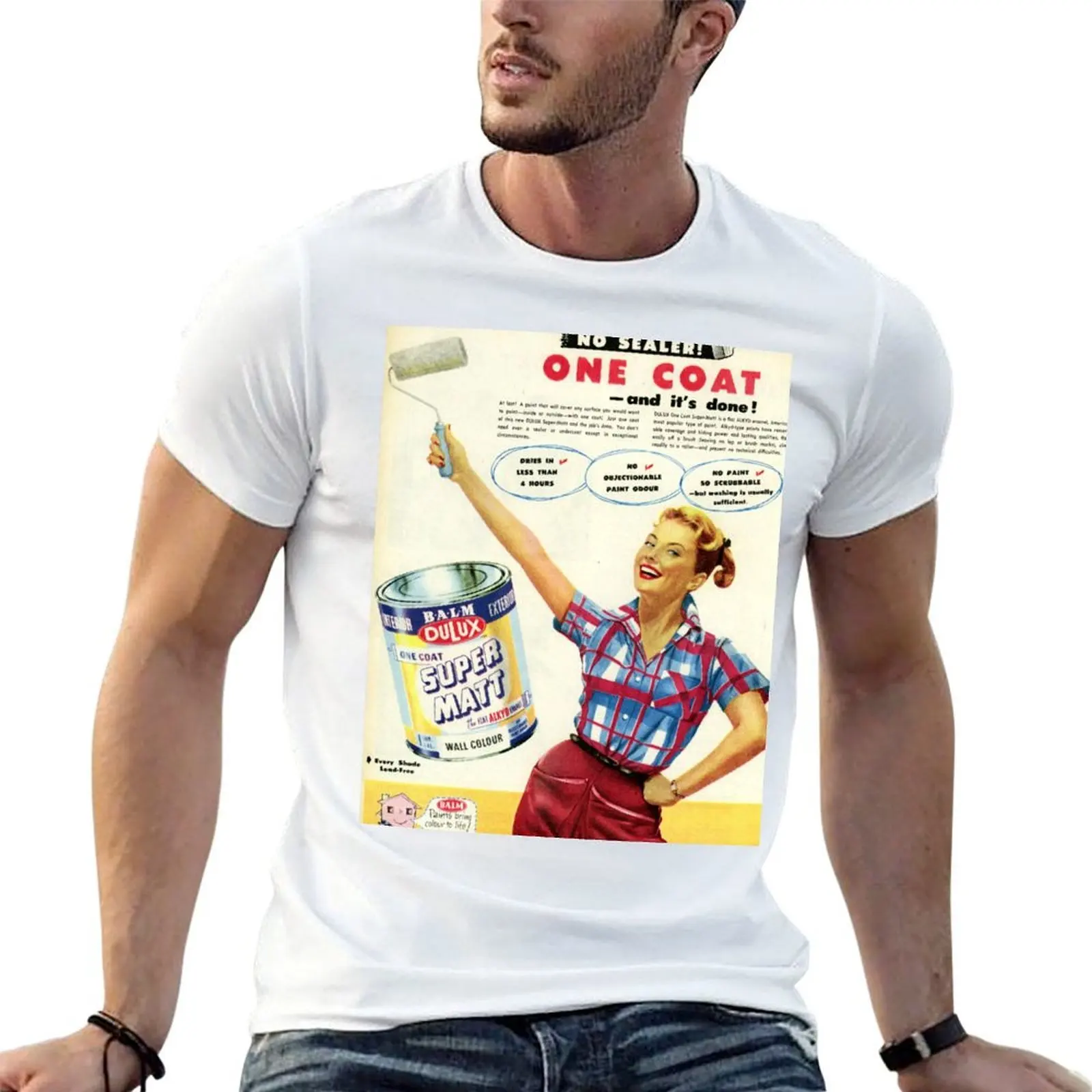 Краска Dulux 1950-х годов. Футболка в стиле ретро, мужская простая футболка для мужчин, футболки с рисунком, футболка Краска Dulux 1950-х годов. Футболка в стиле ретро, мужская простая футболка для мужчин, футболки с рисунком, футболка