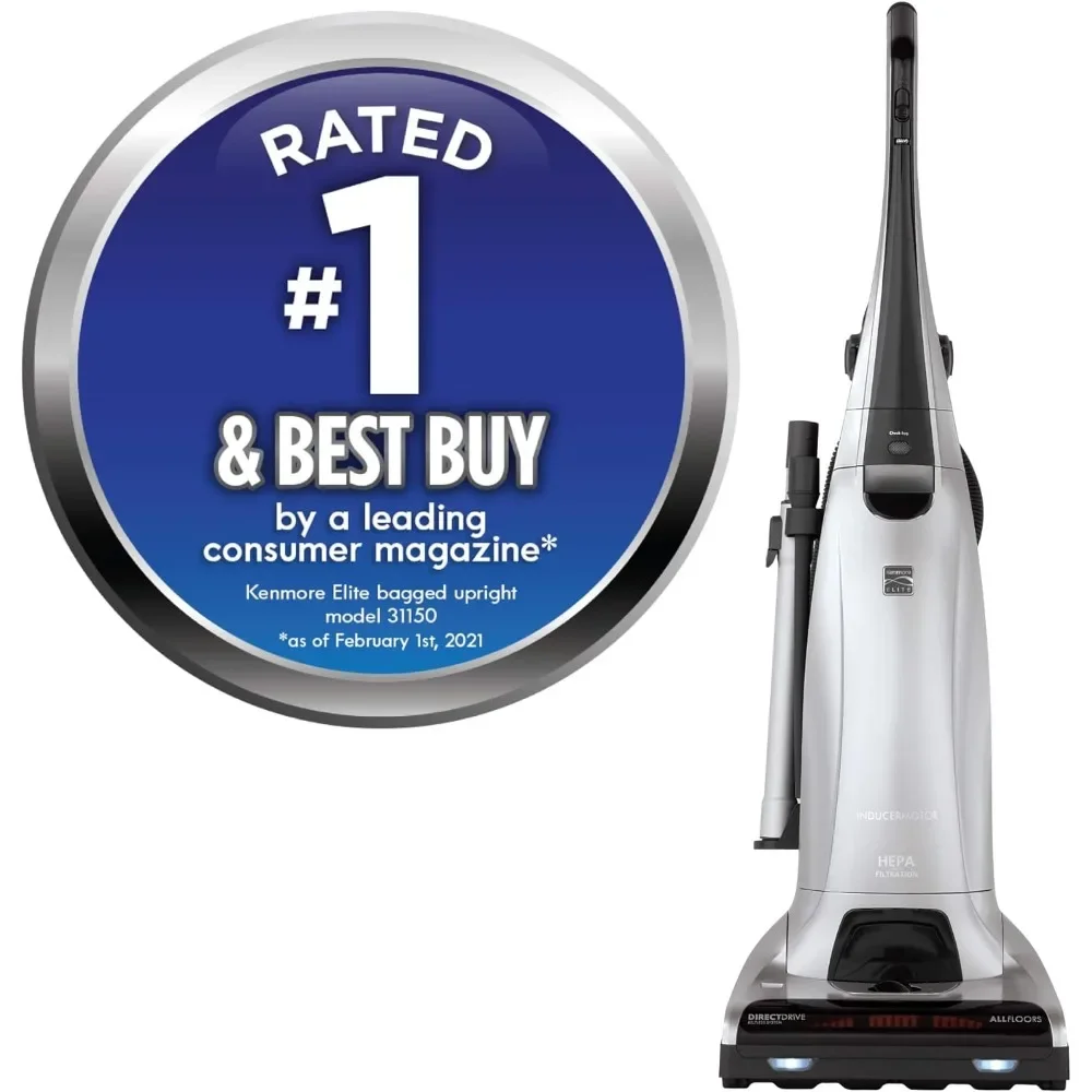 Floor Care Elite Upright Bagged Vacuum, 26 pounds, Silver