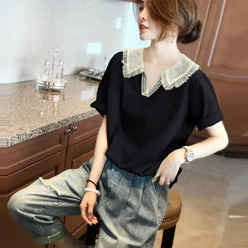 High Quality Cropped Ladies Polo Neck Tee Shirts Dry Fir Woman Original Top Youth With Aesthetic Hot Delivery Offer Lace Summer