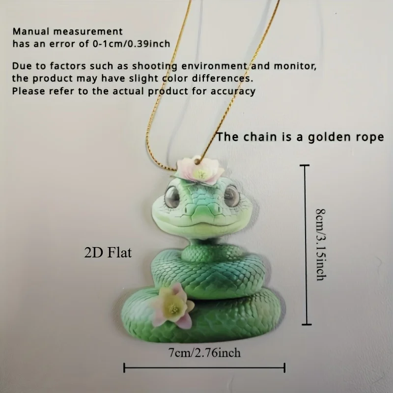 Abalorio acrílico para coche con diseño de serpiente, espejo retrovisor 2D y colgante de llavero, decoración del hogar, accesorio elegante para el interior del vehículo