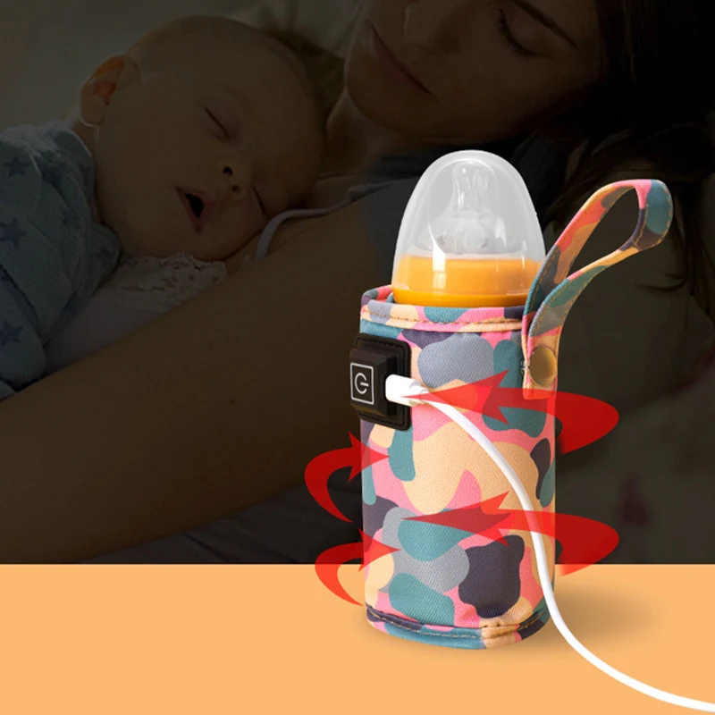 Botol air bayi portabel, penghangat botol air USB homotermal penghangat susu bayi 40-60 derajat tutup isolasi dipasang di kendaraan