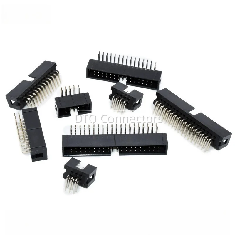 10 Stuks 2.54Mm Pitch Dc3 Mannelijke Connector 6 8 10 12 14 18 20 24 26 30 40 50 Pin Haakse Header Idc Socket 6P 8P 10P