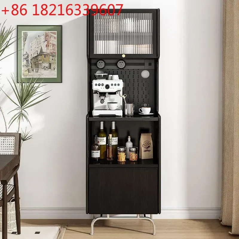 YAONordic Retro Solid Wood Dining Side Cabinet Living Room Wine Storage Narrow Wall Mounted Kitchen Locker