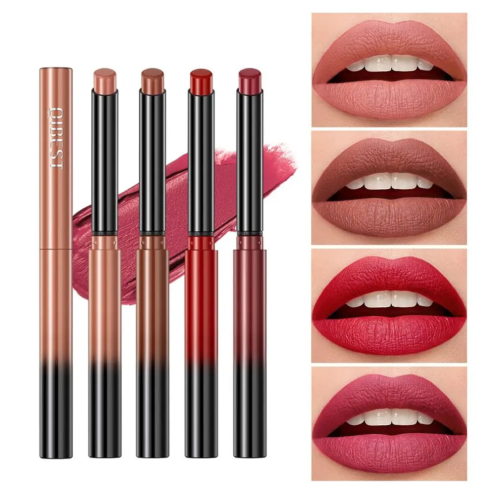 ดินสอเขียนขอบปาก lipstik Nude Matte กันน้ำติดทนนานลิปสติกสีทึบ12สีเขียนขอบปากให้ความชุ่มชื่น