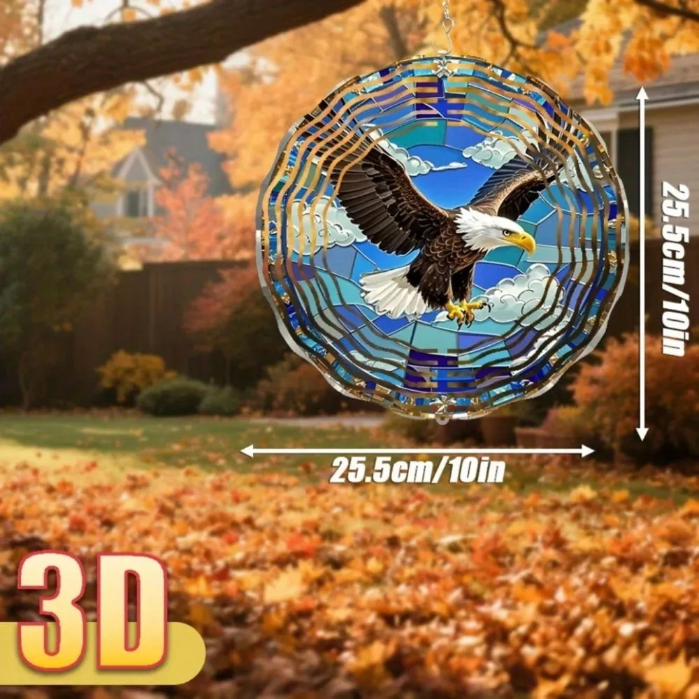 CIFbuy 3D Eagle Wind Chime Spinner, 360 Degree Rotatable Hook, Realistic Metal Garden Ornament For Outdoor Patio Yard Decor