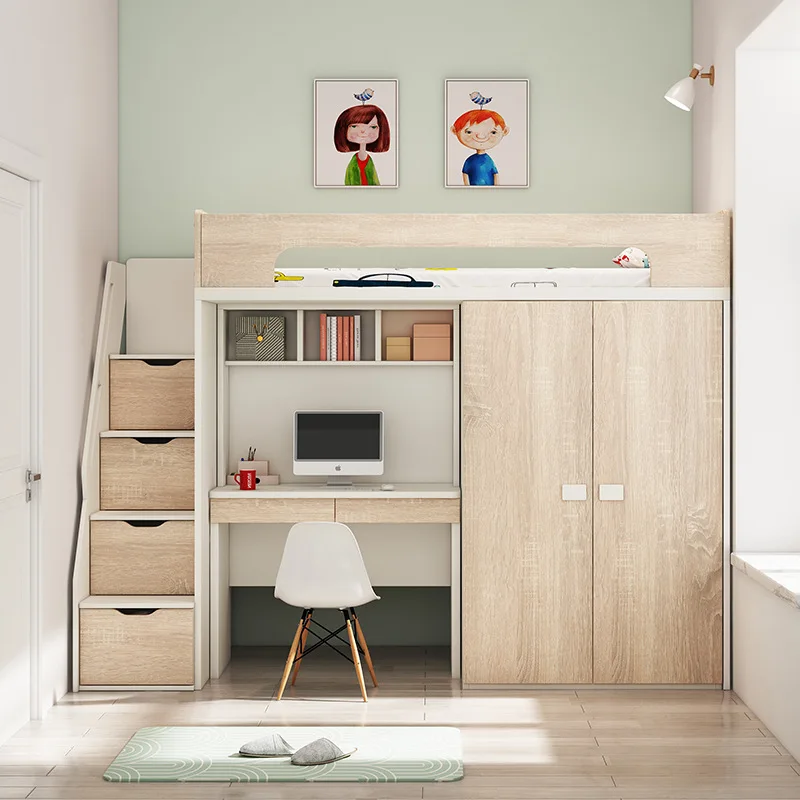 On the bed and off the table combination small apartment multi-functional with wardrobe