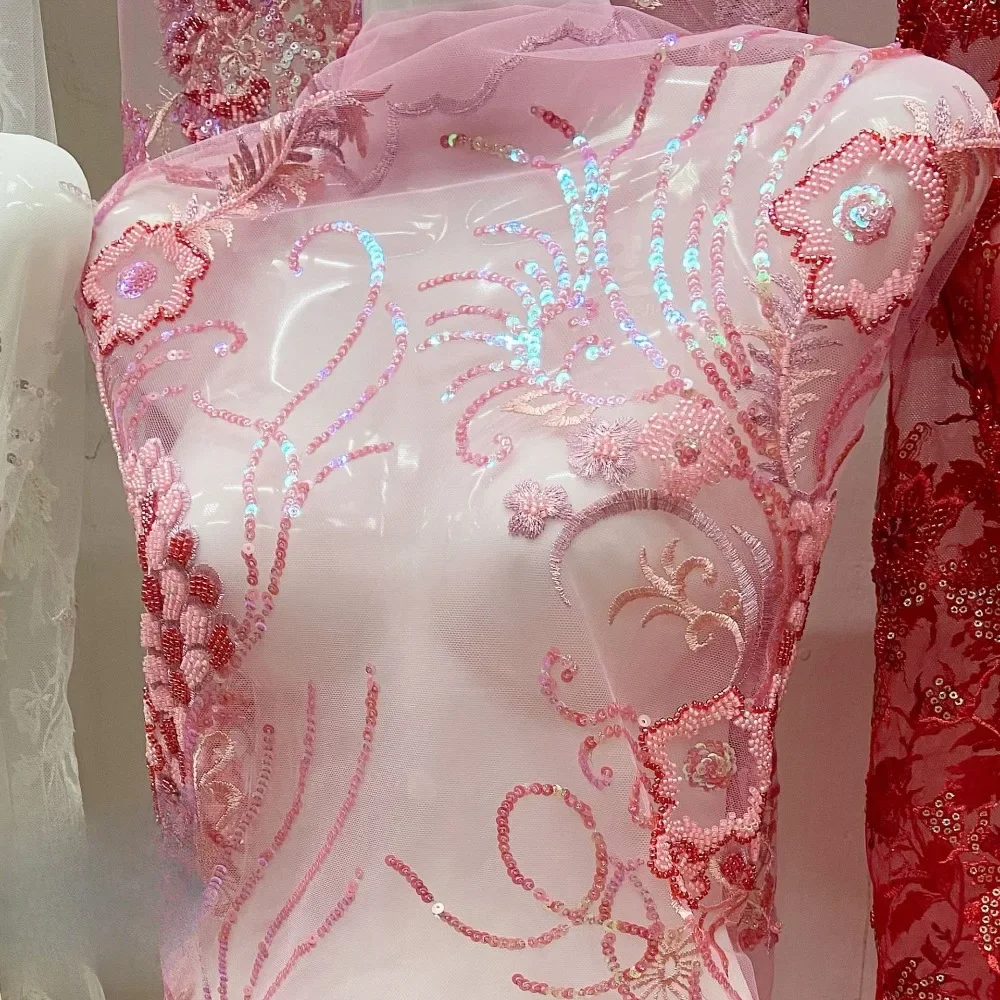 

Разноцветные цветы и птицы, супер плотные, супер блестящие, красивые, с вышивкой, кружевными бусинами и блестками, свадебное платье, банкетная ткань