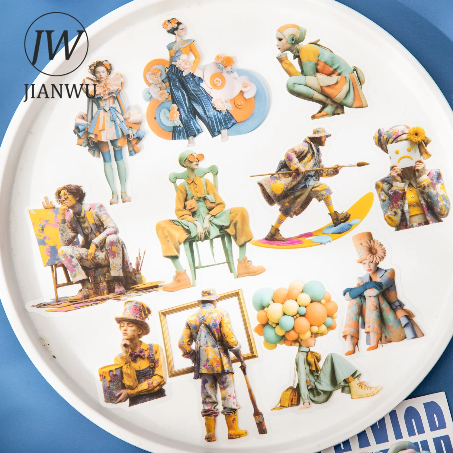 JIANWU Vintage Art Character Flower Landscape Material Collage Scrapbooking PET Sticker Creative DIY Journal Stationery