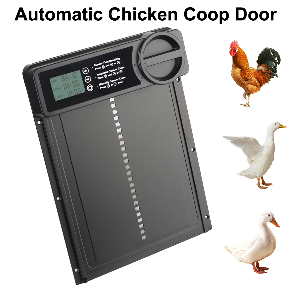 Controlled Open Small Pet Supplies Retractable Door Safety Gate Automatic Chicken Coop Door Anti-Pinch Function LCD Display