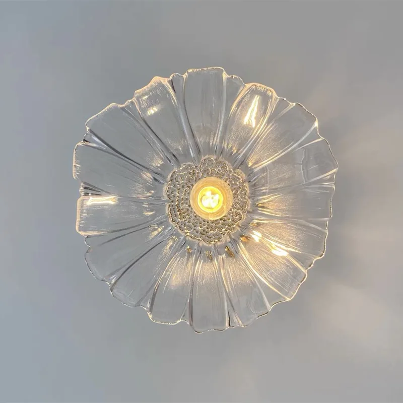 

Japanese Style Glass Ceiling Lamp Nordic Modern Restaurant Homestay Bar Counter Corridor Decoration Brass Petal LED Chandelier