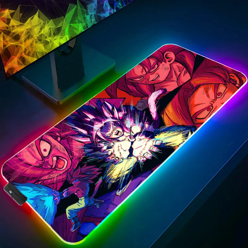 

Dragon Ball RGB Mouse Pad Anime Carpe Gamer Computer Non-Slip Large LED Mausepad Keyboard Gaming Accessories Backlight Desk Mat