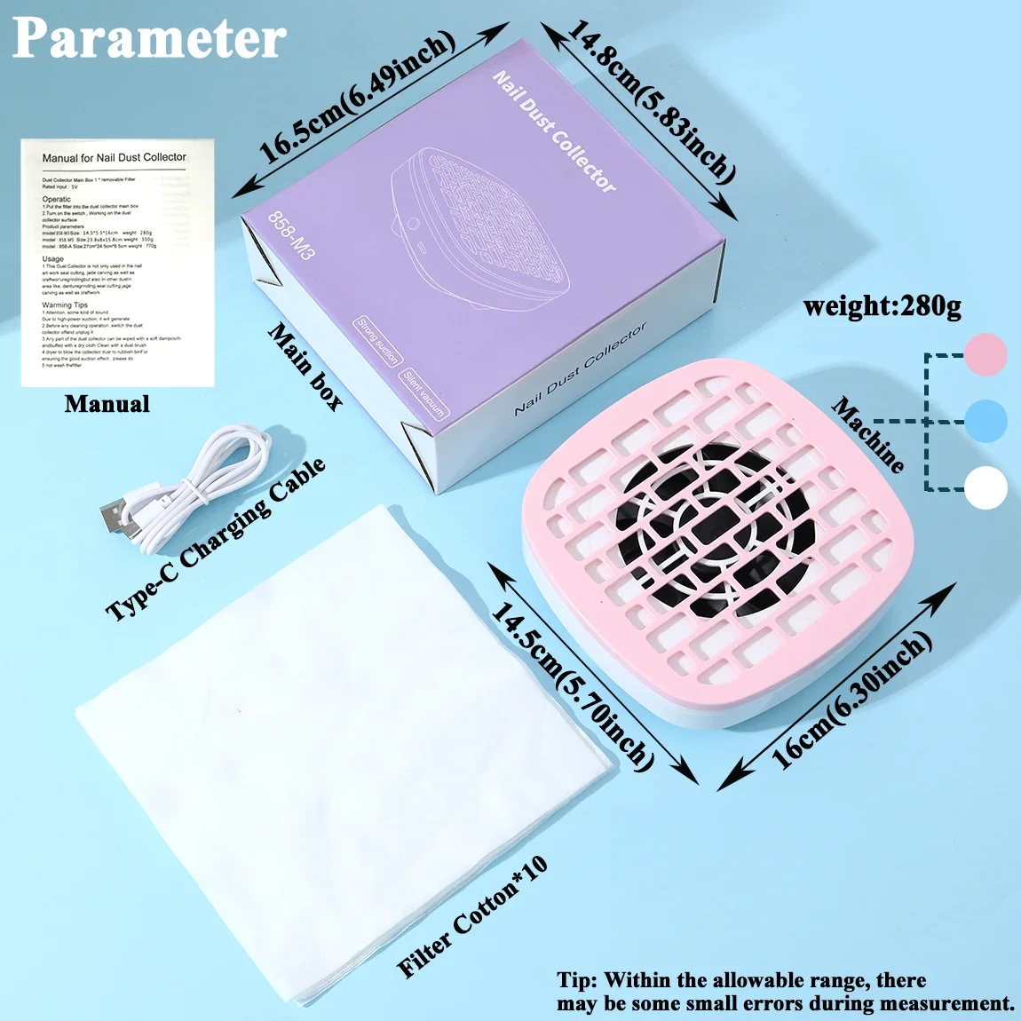 TFSCLOIN مسمار مجمع الغبار منخفضة الضوضاء مسمار فراغ جامع إزالة مرشح مسمار النازع مروحة مسمار أداة فنية