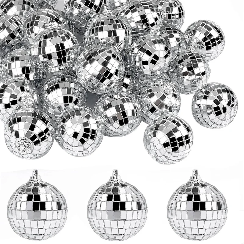 30 PCS Disco Mirror Balls 2 Inches Reflective Mirror Ball Hanging Ball for Christmas Tree Home Decorations