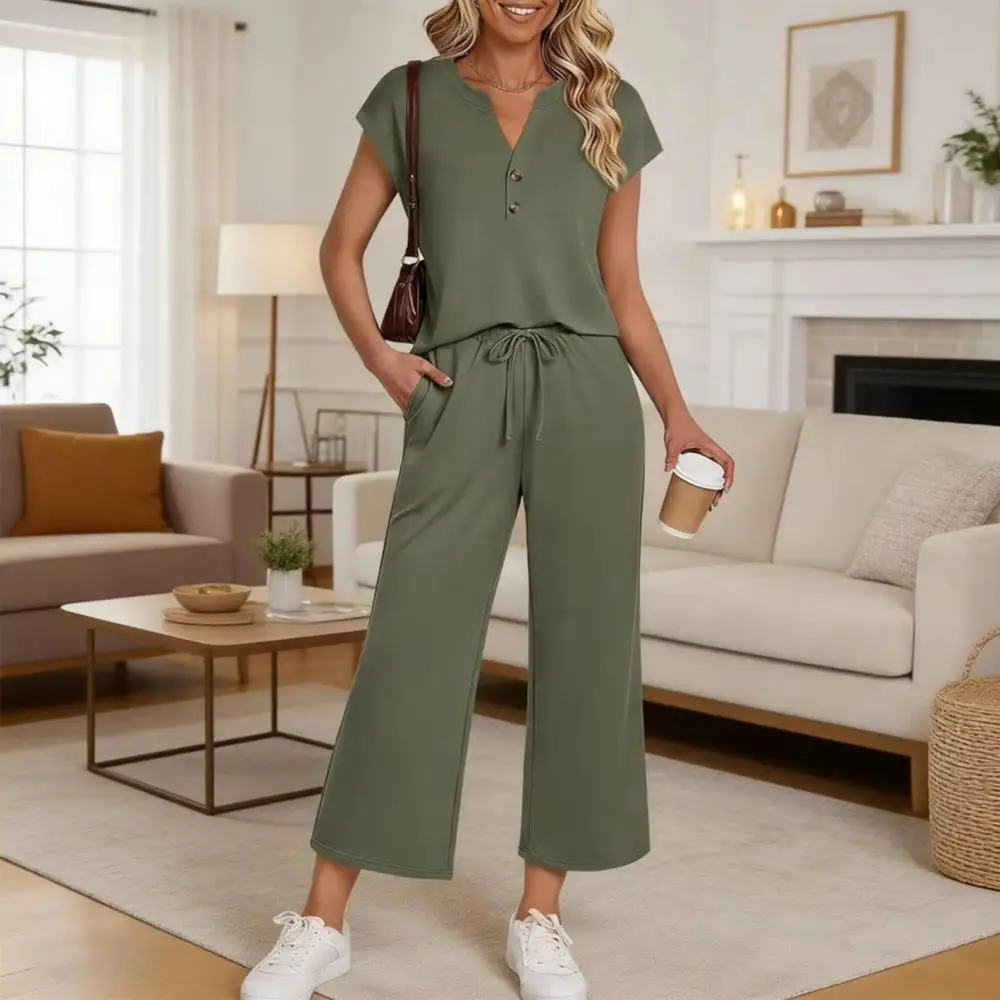 

Женский комплект: блузка и брюки-шаровары, 2 предмета, однотонный спортивный костюм, свободный повседневный комплект, универсальная женская повседневная одежда