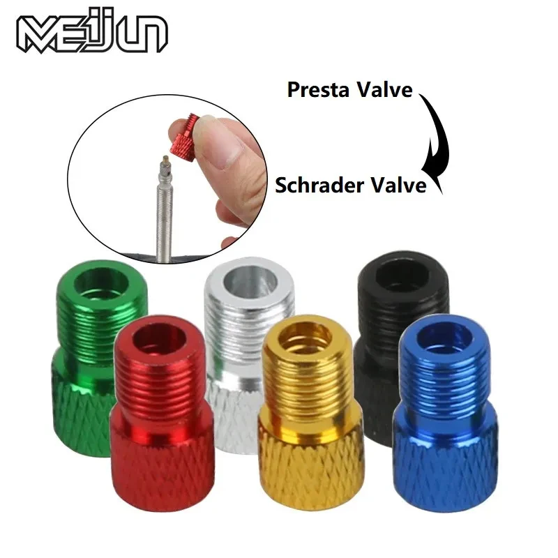 Bicycles Converter Presta To Schrader Valve MTB Valve Adapter Convert with Plastic Valve Caps Bicycle Pump Air Nozzle Tube Tools