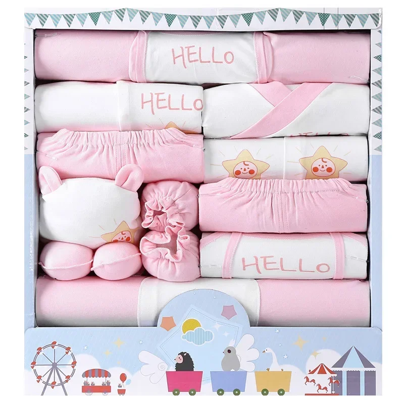 18piece/lot Newborn Baby Clothes For Girls Boys Sets 100% Cotton Infant Spring Autumn Soft Boy Clothing New born Hat Bib