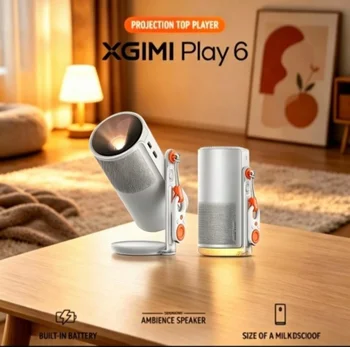 Projektor XGIMI Play 6 DLP 1080P, bateria 20000mAh, 600 CVIA lumenów, kino domowe, idealny do użytku w domu i na kempingu.