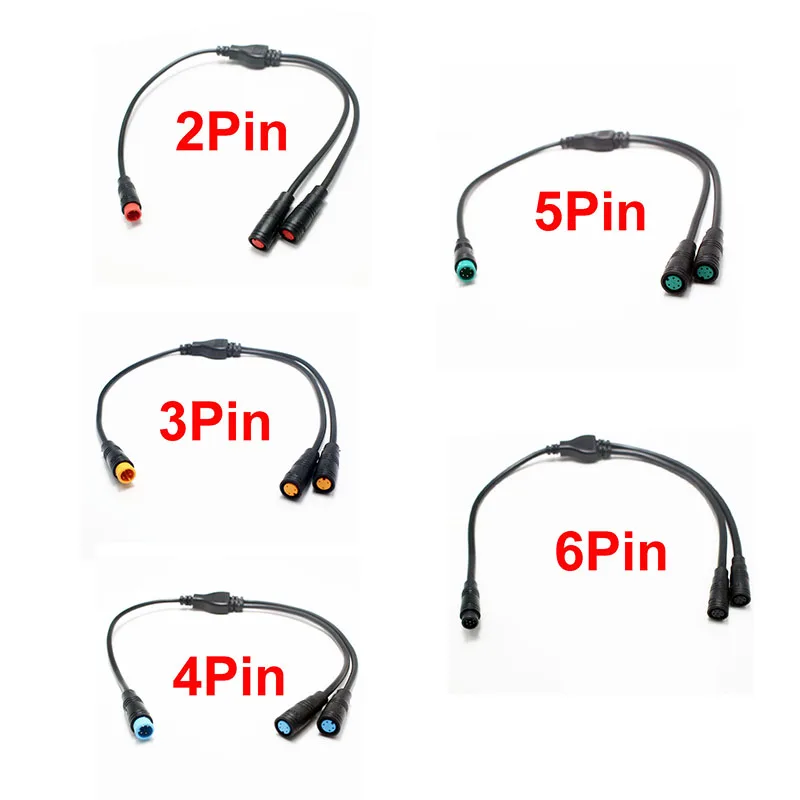 1Pcs Waterproof Y Splitter 1 Male to 2Female with 2/3/4/5/6 Pin Connector for BAFANG BBS01/BBS02/BBSHD Sensor Brake E-bike Motor