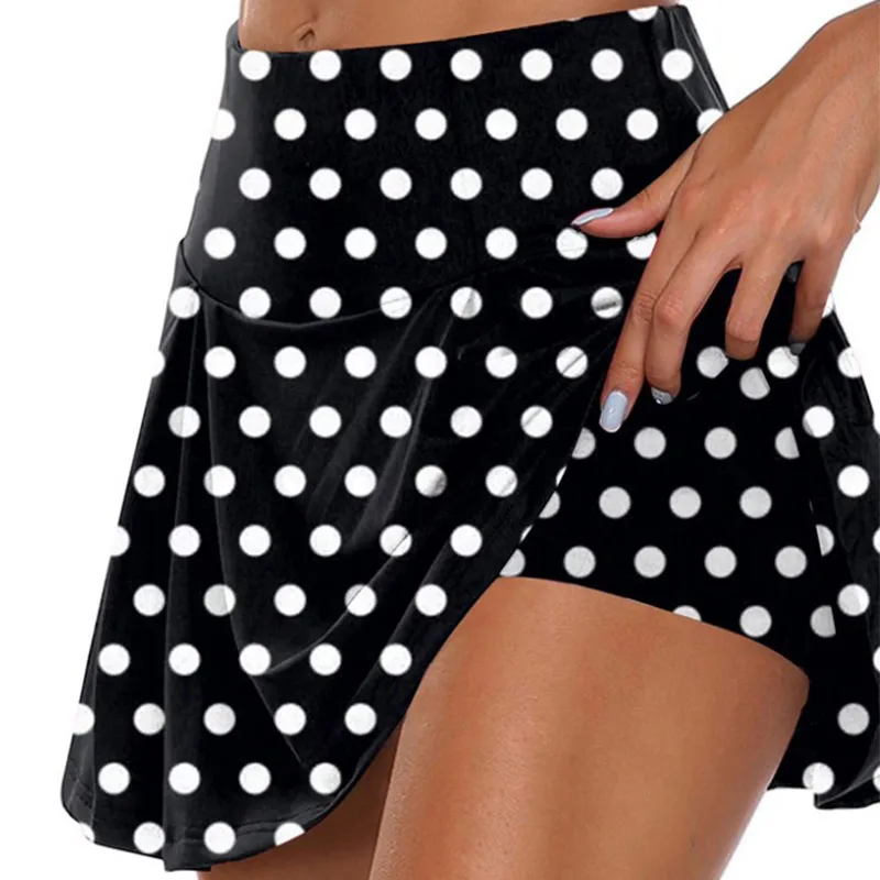 

1PC Summer Sport Shorts Skirts Polka Dots Printed Fitness Skirts Yoga Shorts Tennis Dance Shorts Female Short Pants