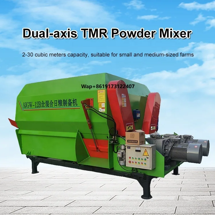 Dual-Shaft 22kw+22kw  Livestock Silage Grass Chopper Camel Sheep Forage Cattle Feed Mixer Machine Easy to Operate