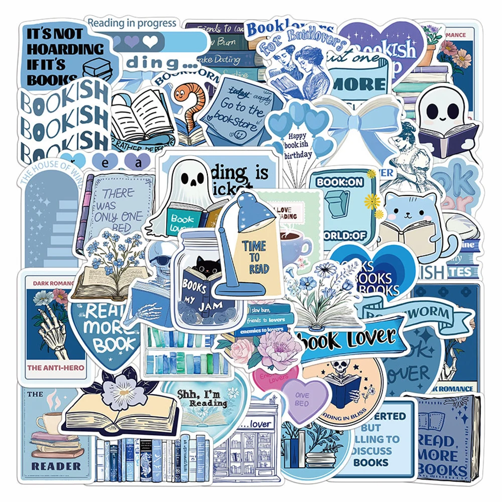 10/30/50pcs Funny Blue Bookish Reading Cartoon Stickers Graffiti Scrapbook Suitcase Laptop Phone Cute Decoration Sticker Kid Toy