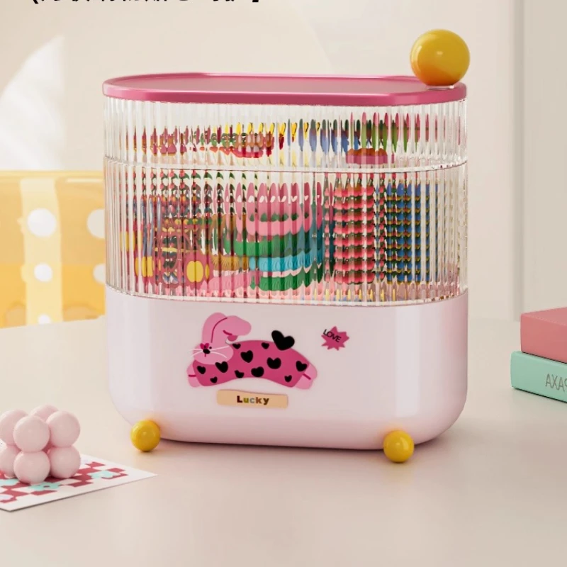 Children's Hair Accessories Storage Box Organizer Rotatable Girl's Hair Rope Hairpin Accessories Desktop Dopamine Jewelry Boxes
