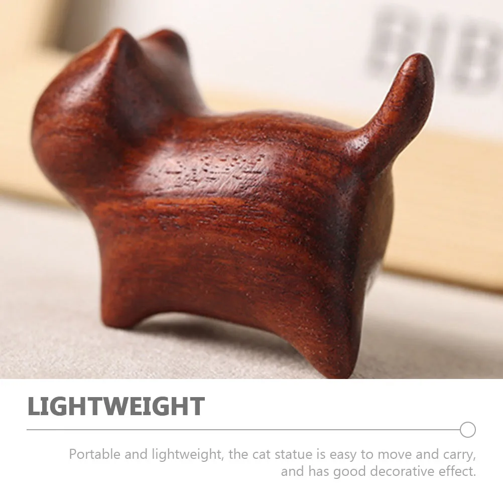 

Cute Cat Ornaments Wooden Figurines Miniature Cats Home Decorations Carving Kitten Statue Sandalwood Gifts Lightweight Portable