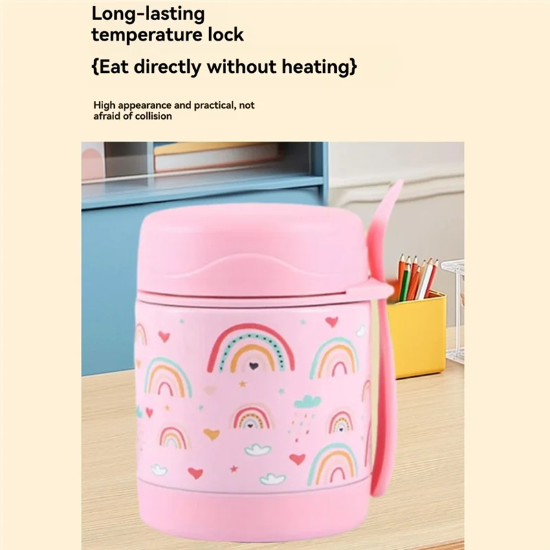 كوب ترمس للحساء سعة 10 أونصة للأطعمة الساخنة للأطفال، مع حاوية طعام معزولة لملعقة، برطمان حراري لطعام الغداء بفم واسع، طراز كاجوال #2