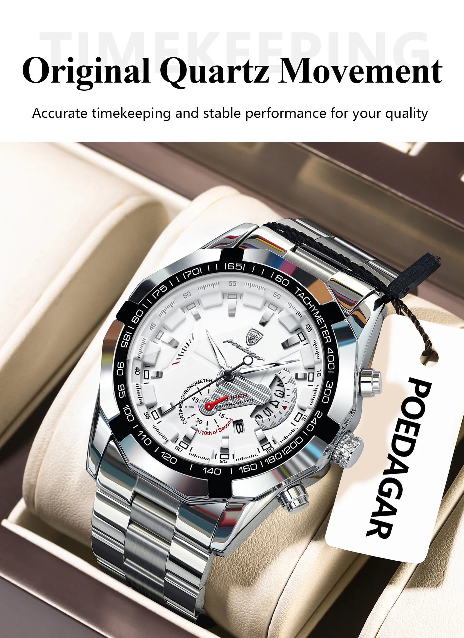 POEDAGAR Luxus Marke Mann Uhr Wasserdicht Leucht Datum Sport Mann Armbanduhr Edelstahl Mode Quarz herren Uhren Reloj – Detail 6