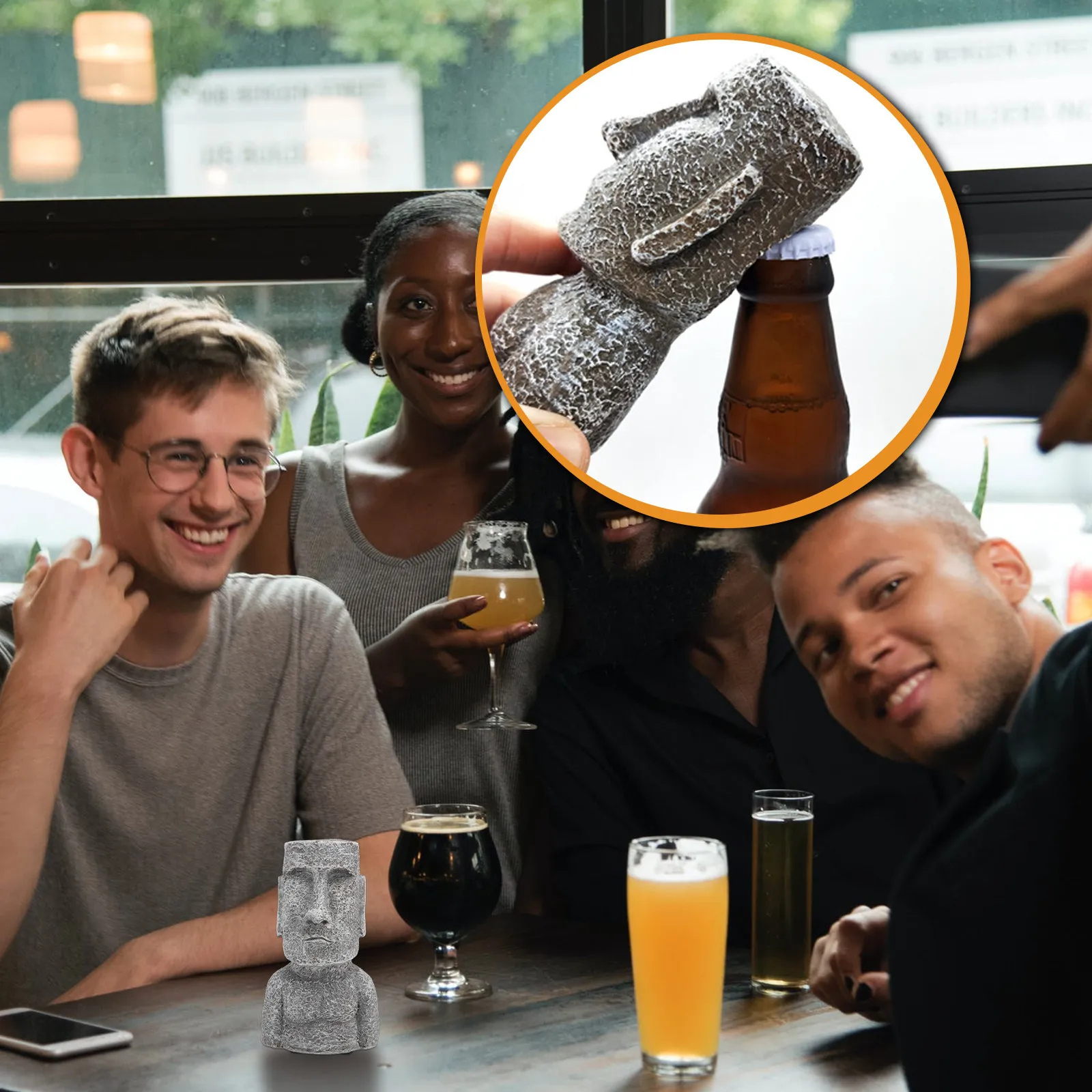 

1Pcs Moai Bottle Opener Decorative Retro Hanging Beer Opener Creative Bottle Opening Tool Household Bar Accessory