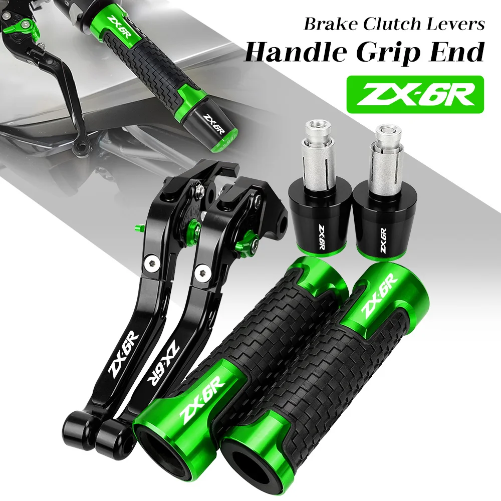 

For KAWASAKI NINJA ZX6R 2000 2001 2002 2003 2004 Motorcycle Extendable Adjustable Brake Clutch Levers Handlebar Grips Ends ZX-6R