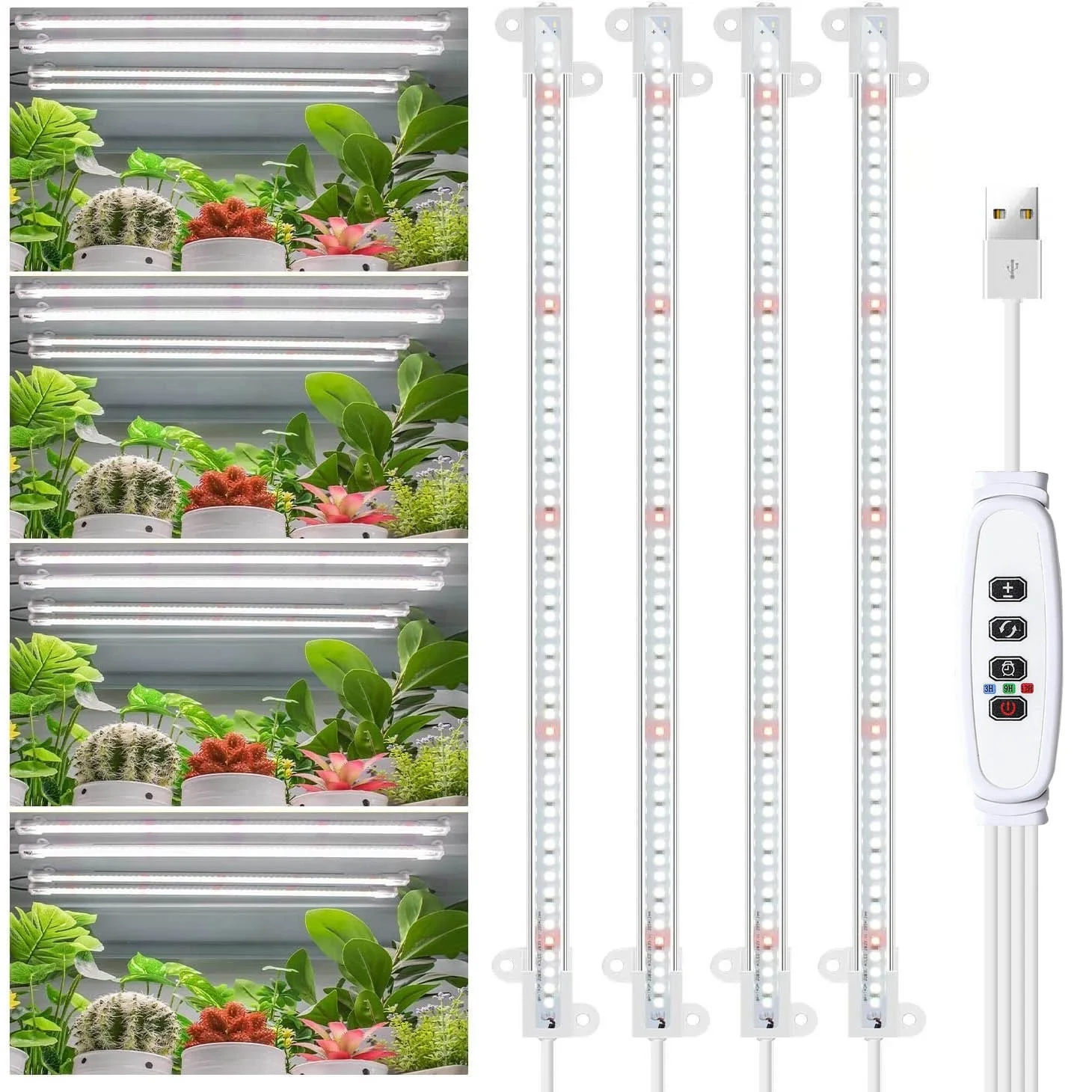 13In/33cm LED Grow Light Strips for Indoor Plants Full Spectrum, LEDs Plant Light Auto ON/Off 3/9/12H Timer & 10 Dimmable Levels