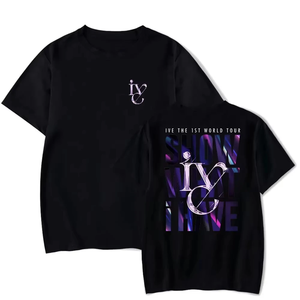 

IVE World Tour Женские и мужские хлопковые футболки с принтом Show What I Have Merch KPOP Модная забавная повседневная футболка большого размера с короткими рукавами