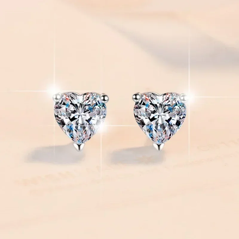 

2/4ct Heart Shaped Moissanite Stud Earrings for Women, Pt950 Platinum Love Earring for Girlfriends Sparkling Diamond Jewelry