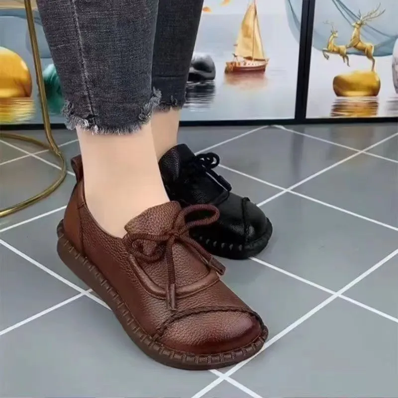 

Soft-Skinned Soft-Soled woman Middle-Aged And Elderly Flat-Heeled Comfortable Shoes In New Small Ultrathin PU aterial Shoes