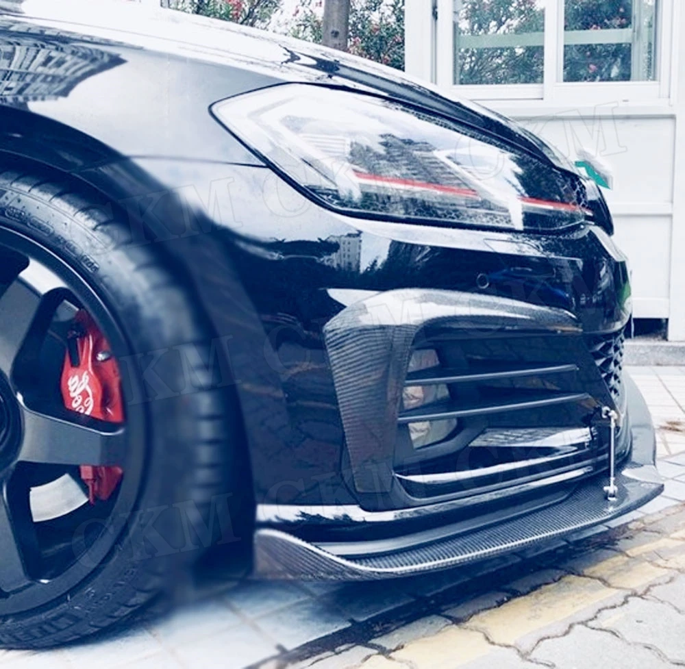 

Carbon Fiber Foglamp Trim Splitters Front Bumper Lip Splitters For Volkswagen VW Golf 7.5 GTI 2018 2019 Forged Carbon Fiber