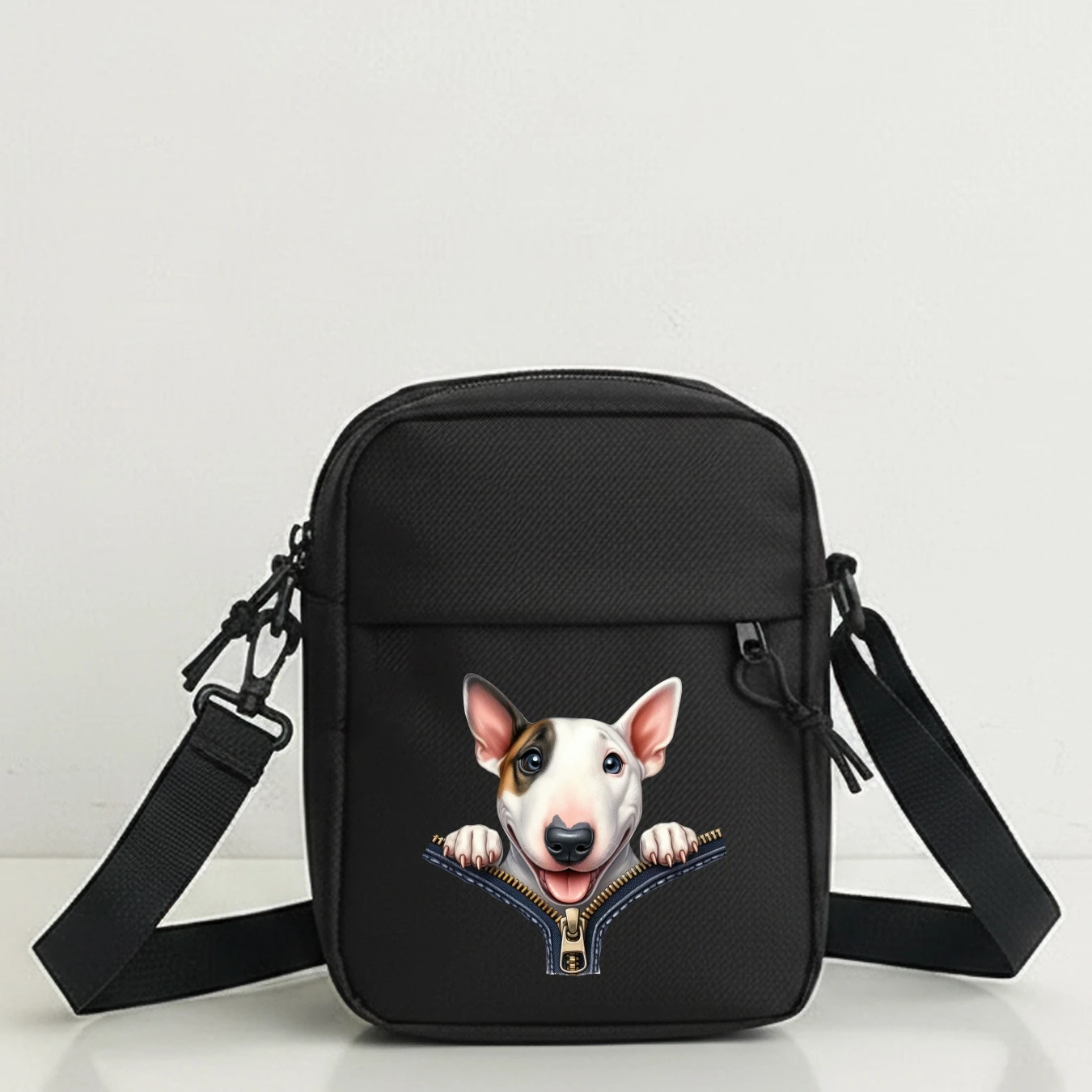 Bulldog Pattern Crossbody Bag Large Capacity Shoulder Purse with Removable Strap for Casual Travel Shopping Work School Daily