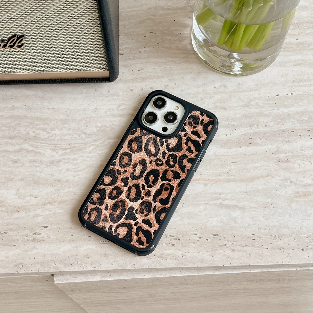 Retro Leopard Print Series Shockproof Protective Phone Cover Case for iPhone 16 15 14 13 12 11 Pro Max 7 8 Plus Mini Xs max XR X