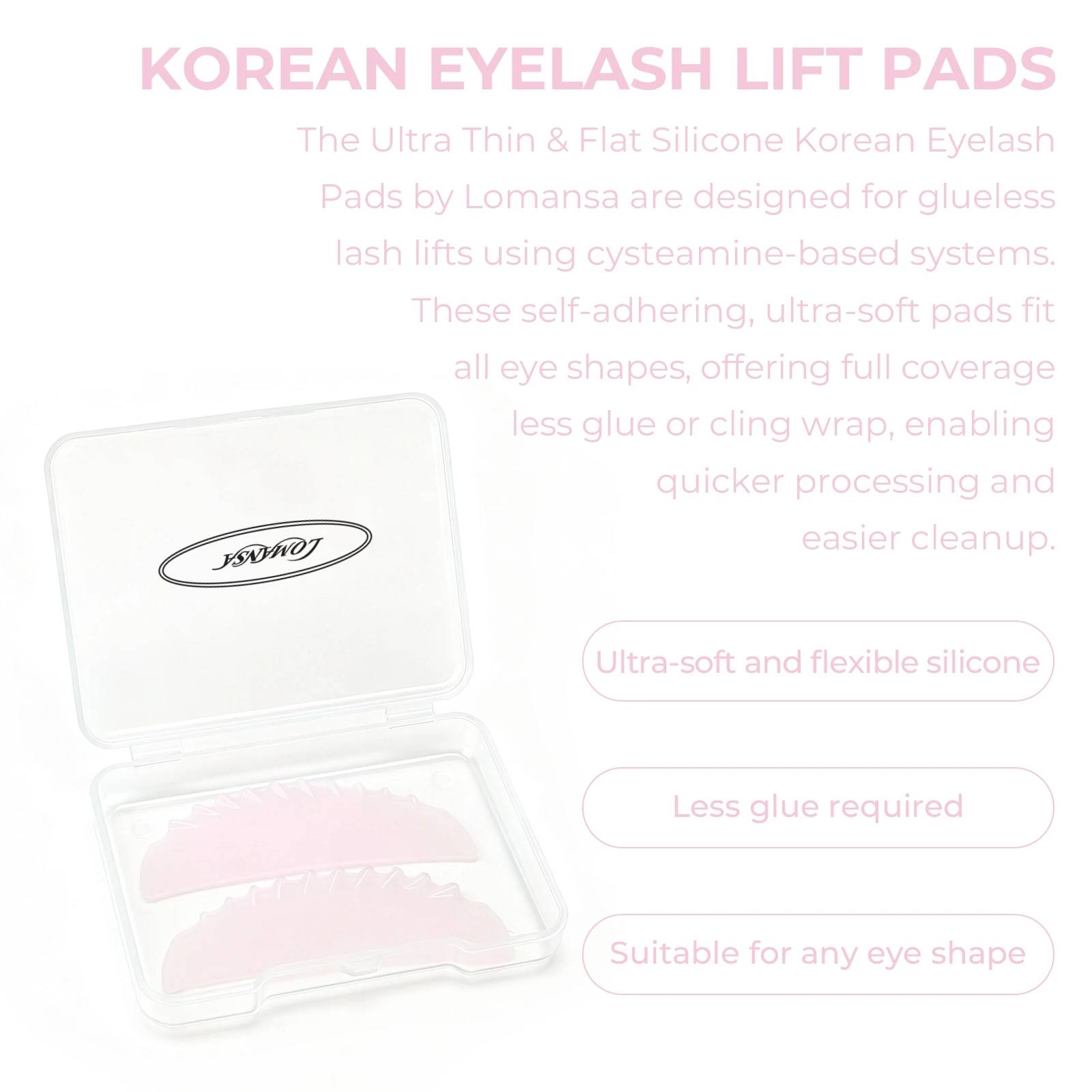 Lomansa New 2Pcs Flat Shield Silicone Eyelash Perming Rod Lash Lift Ribbon Lash Softening Pads Eyelash Curling Iron Makeup Tool - view 4