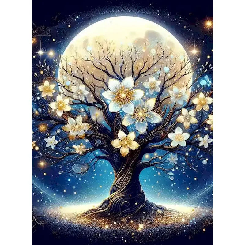 

GATYZTORY Oil Painting By Number Moon Tree For Adults Picture By Numbers Landscape Acrylic Paint On Canvas Home Decoration DIY