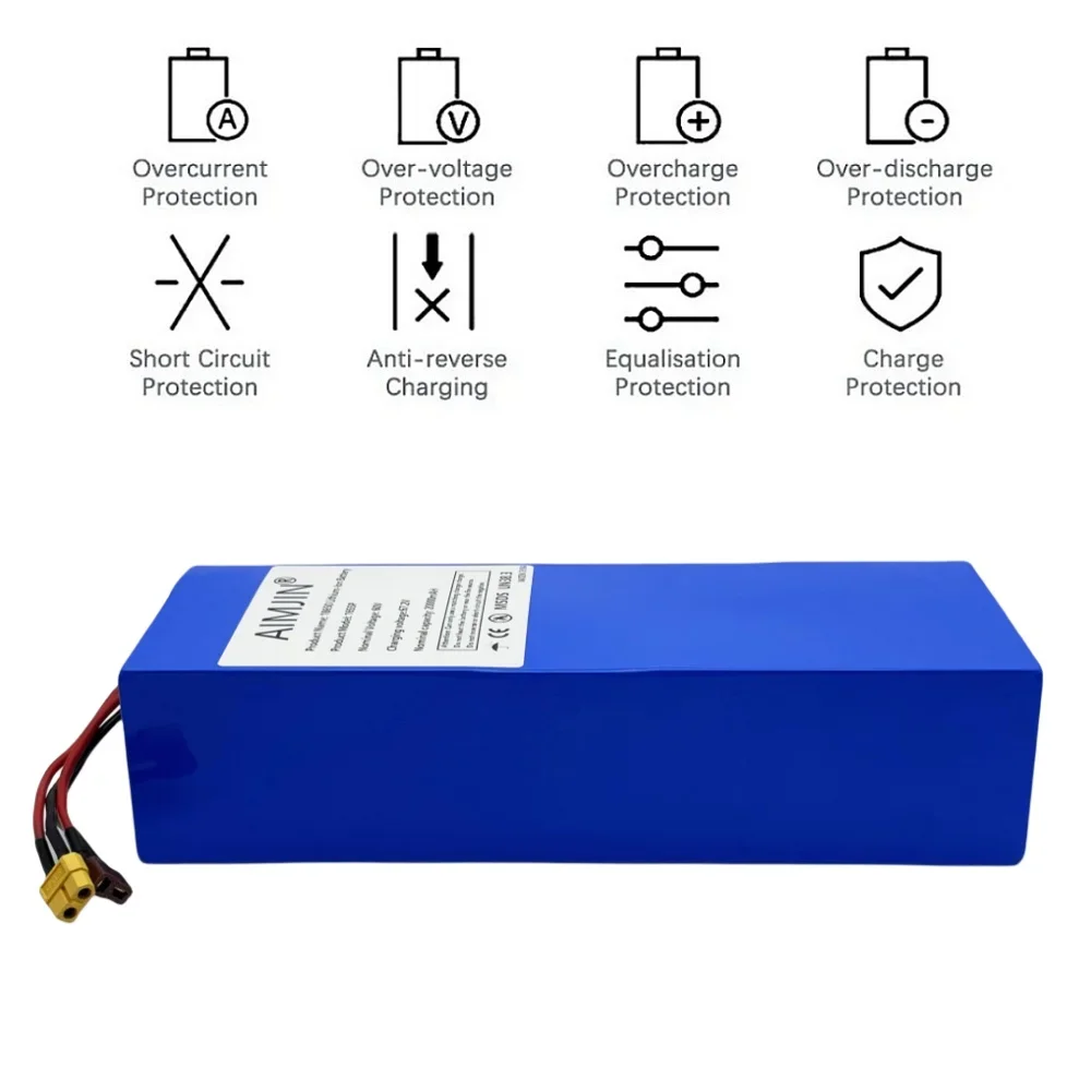 16S5P 60V 20000mAH 18650 Lithium-ion Rechargeable Battery Pack with BMS for Motorcycle, scooter, Bicycle 2000W Motor