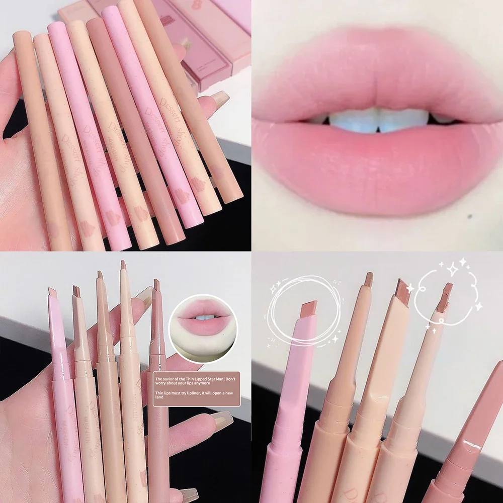 Novo Matte Lip Liner Pen Long Lasting Contour Batom Non-stick Impermeável Smooth Velvet Lipliner Lápis Nude Pink Lip Maquiagem